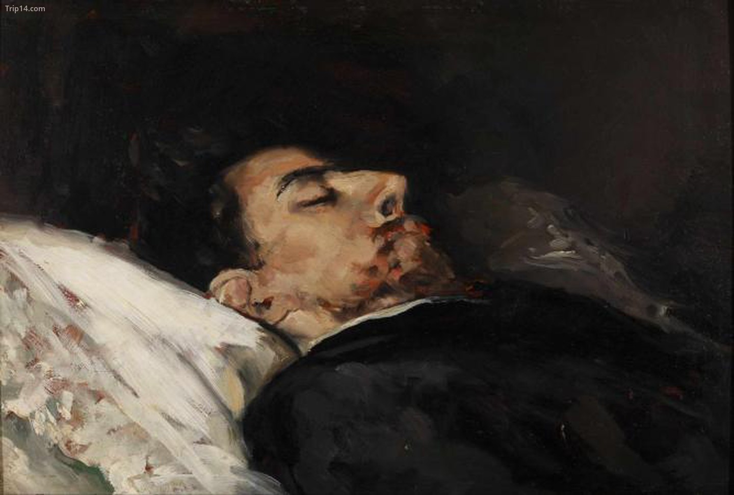  Vicente Palmaroli - Gustavo Adolfo Bécquer trên chiếc giường Tử thần   |   