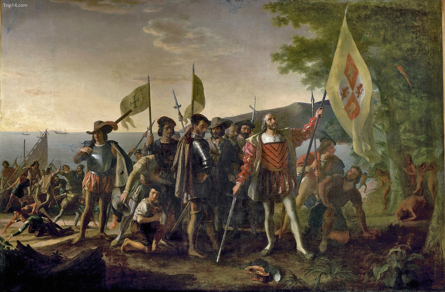 Bức tranh Landing of Columbus của John Vanderlyn, miêu tả cảnh Columbus đến châu Mỹ