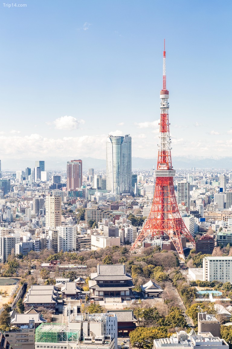 Tháp Tokyo với đường chân trời ở Tokyo, Nhật Bản. - Trip14.com