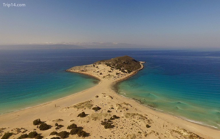 Sarakiniko, vùng eo của bãi biển Simos ở Elafonisos, Laconia 