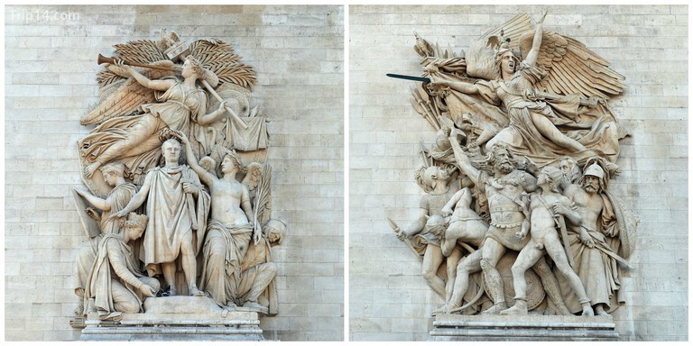 Hai tác phẩm điêu khắc Le Triomphe de 1810 và Le Départ de 1792 của François Rude 