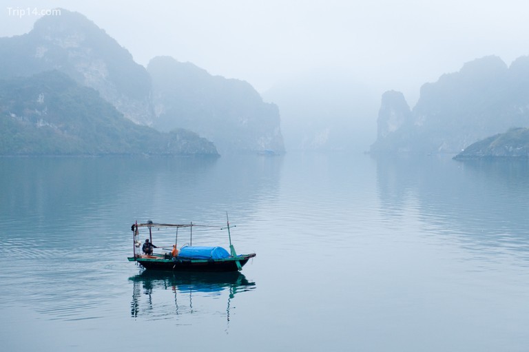 Thuyền đánh cá trong sương mù của Vịnh Hạ Long, Việt Nam - Trip14.com