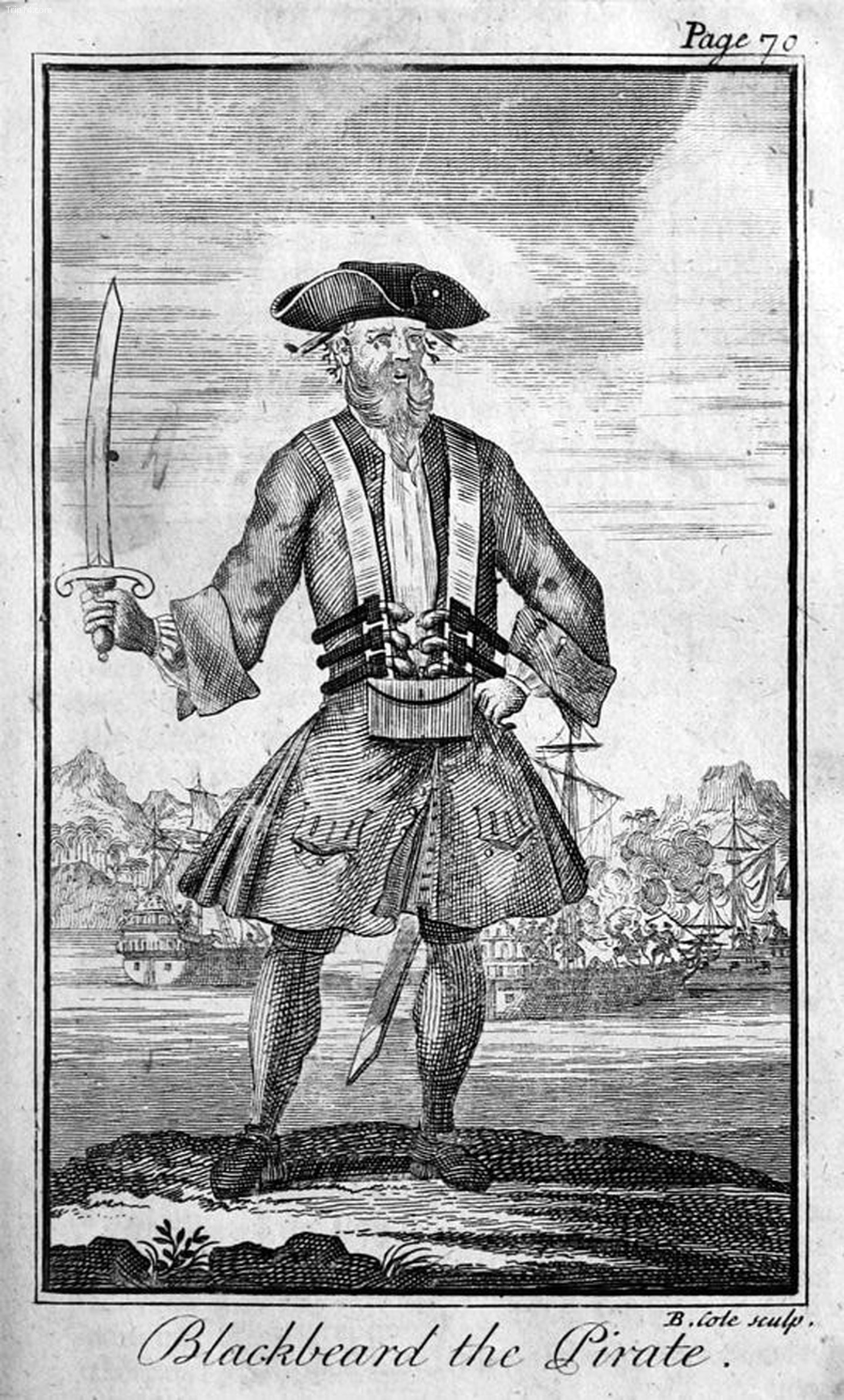‘Blackbeard the Pirate’ trong Charles Johnson’s A General History of the Pyrates (1724)