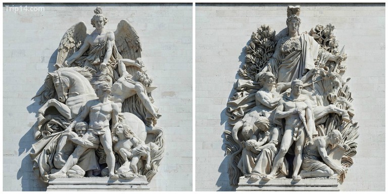 2 tác phẩm điêu khắc La Résistance de 1814 và La Paix de 1815