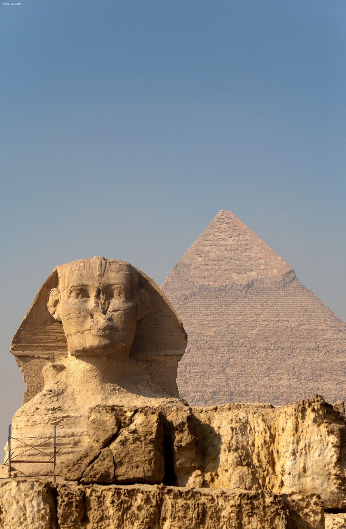 Tượng Nhân sư và Kim tự tháp Khafre (Chephren) ở Giza, Ai Cập