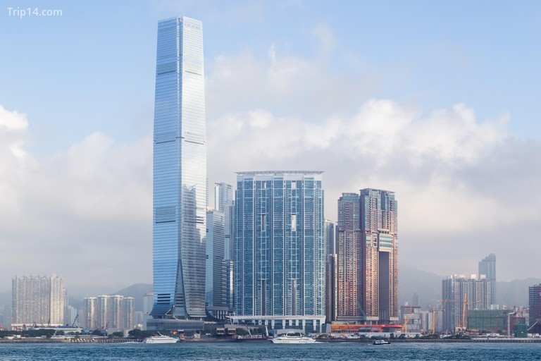 Tòa nhà chọc trời của Trung tâm Thương mại Quốc tế (ICC) và các tòa nhà khác ở Cửu Long, Hồng Kông, Trung Quốc. - Trip14.com