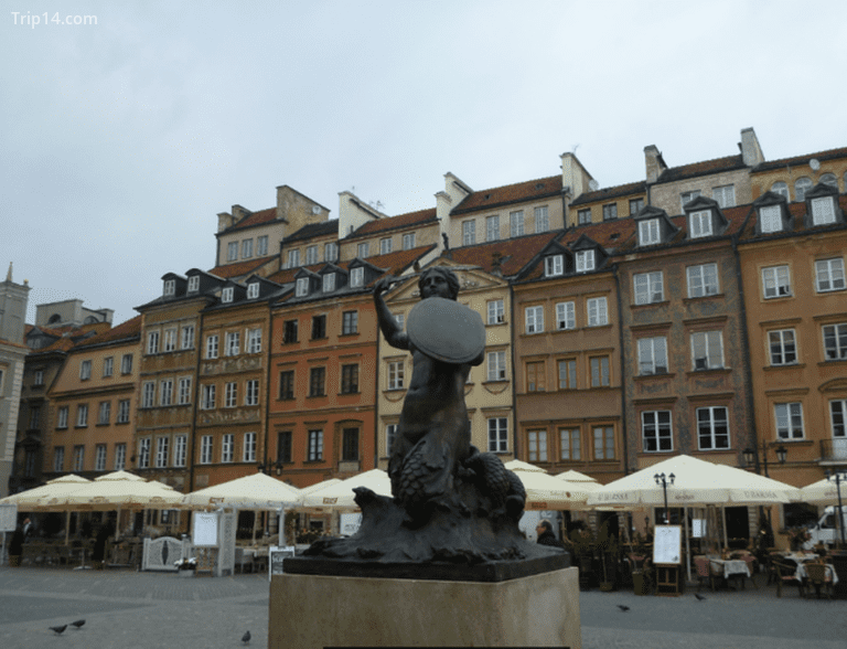 Bức tượng tiên cá ở thành phố Warsaw