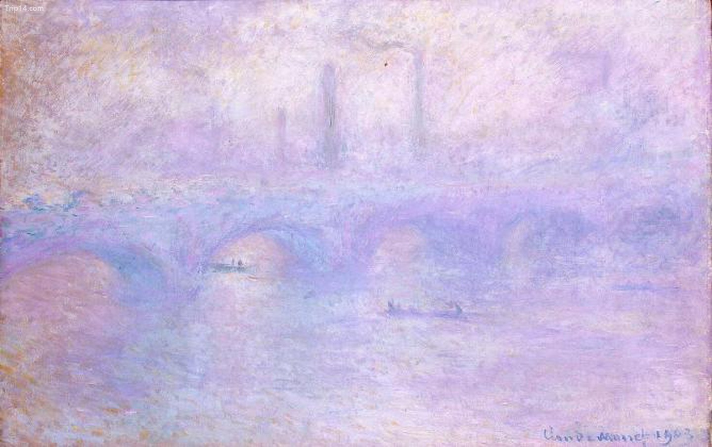 Cầu Waterloo trong sương mù, của Claude Monet, 1903