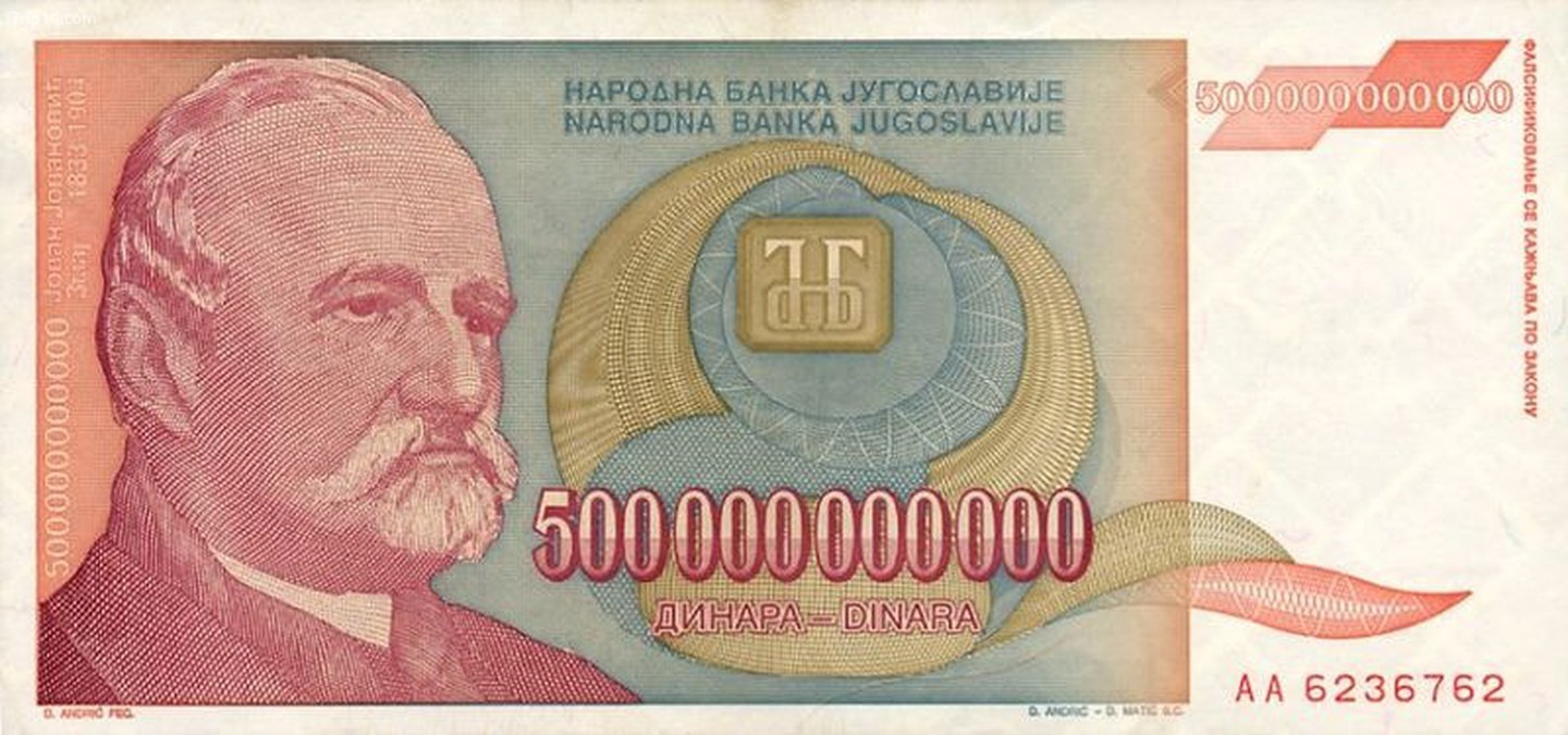  Nhìn vào tất cả những con số 0!   |   @ Ngân hàng Quốc gia Nam Tư / WikiMedia Commons 