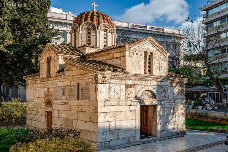 Athens / Greece - February 29 2020: The Little Metropolis (formally the Church of St Eleutherios), a Byzantine-era church located at the Mitropoleos s
