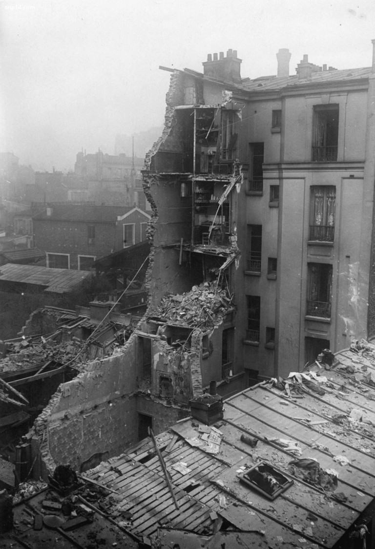 Ngôi nhà bị phá hủy ở Paris trong cuộc tấn công Zeppelin trên không của WWI của Không quân Đức vào Paris - Trip14.com